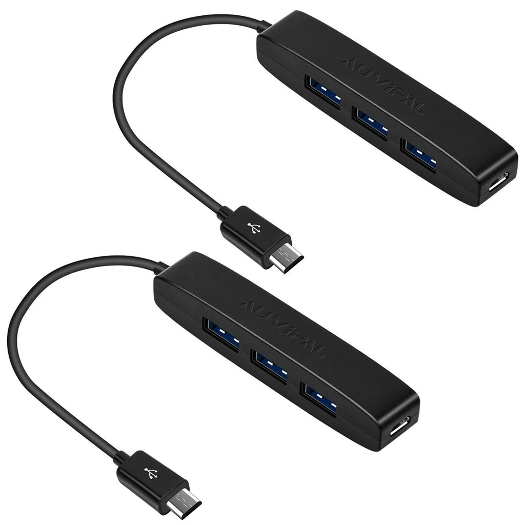 AuviPal 3-Port Micro USB OTG Hub Adapter (3 USB Ports + Power Port) for Fire Stick 4K, Playstation Classic, Raspberry Pi Zero, Sega Genesis Mini, S/NES Classic Mini and More - 2 Pack 3 USB Port - LeoForward Australia