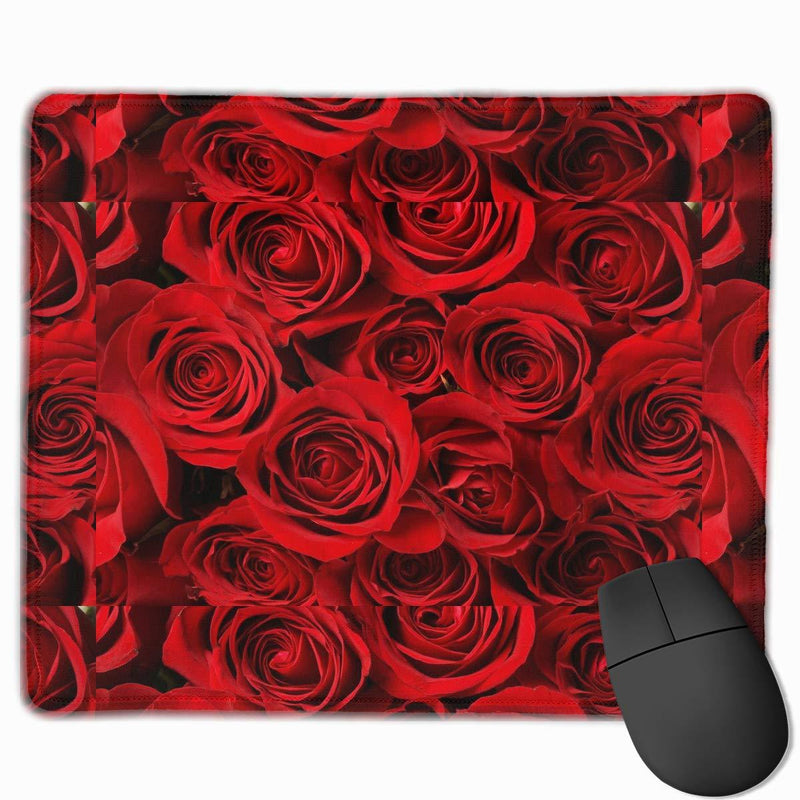 Mouse Pad Beautiful Red Rose Flower Floral Pattern Anti-Slip Mousepad Gaming Mouse Mat Pads with Stitched Edge Cute Funny for Girls Working Office Study PC Computers - LeoForward Australia