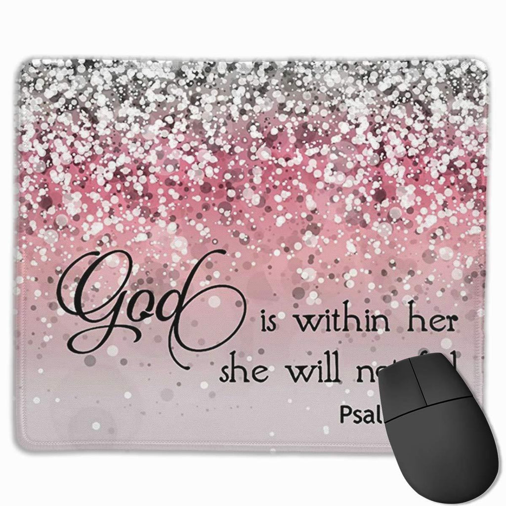 Mouse Pad Anti-Slip Mousepad Gaming Mouse Mat Pads with Stitched Edge Cute Funny Personalized Custom for Girls Working Office Study PC Computers God Is Within Her,She Will Not Fall - LeoForward Australia