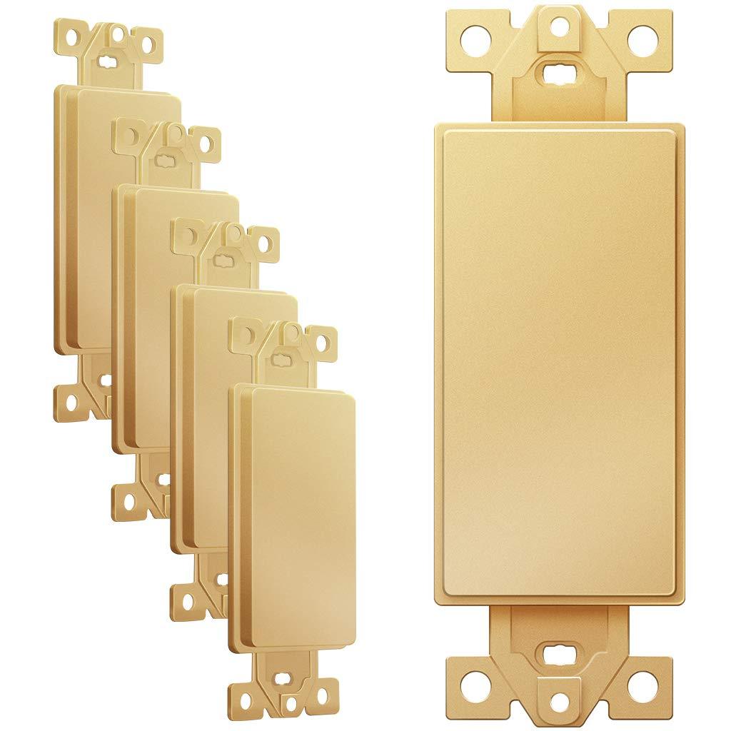 ENERLITES Blank Adapter Insert for Decorator Wall Plates, Unbreakable Polycarbonate Thermoplastic, UL Listed, 6001-GD-5PCS, 5 Piece, Gold 5 Pack, 5 Count - LeoForward Australia