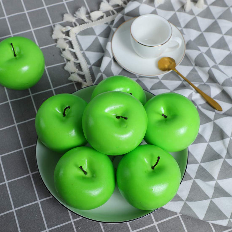  [AUSTRALIA] - Anna Homey Deco 12PCS Fake Apple Artificial Realistic Lifelike Decorative Fruits & Vegetables Hand Made for Home, Kitchen, Party Decor(Green) Green Apple