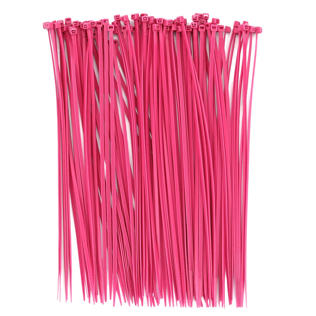  [AUSTRALIA] - BOROLA Colorful Cable Zip Ties, 100 Packs Self Locking Wire Ties, Perfect for Home, Office, Garage and Workshop (Pink, 8 Inch) Pink