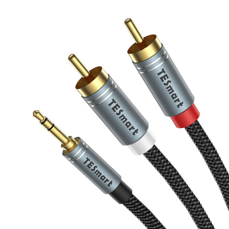 3.5mm to RCA Cable, TESmart 3.5mm Male to 2-Male RCA Adapter Audio Stereo RCA Y Splitter Cord, Audiophiles Headphone RCA Cable with Hi-Fi Sound, Nylon-Braided and Triple Shielding (6.6ft,1-Pack) - LeoForward Australia