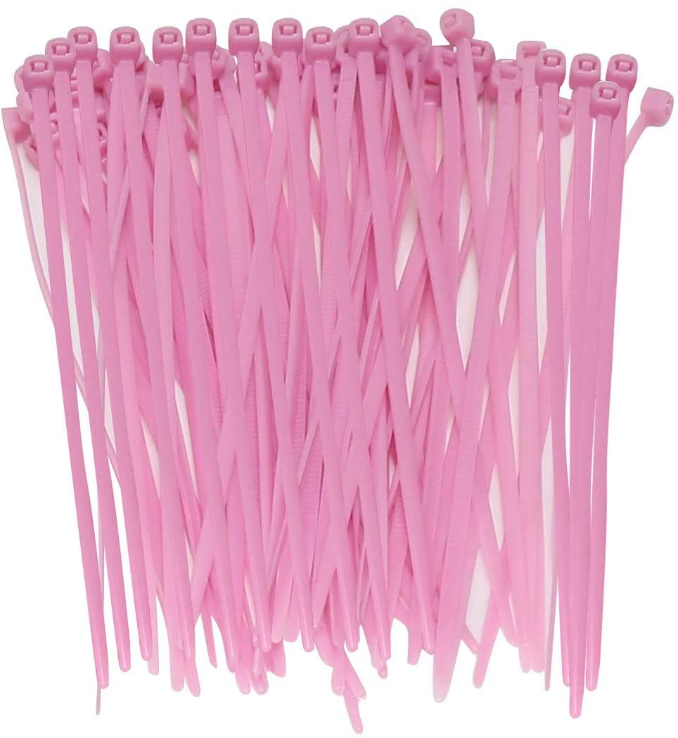  [AUSTRALIA] - URBEST 100 Pcs Self Locking Wire Cable Zip, Tie Fasten Wrap 4 Inch Nylon Zip Tie (100, Pink)