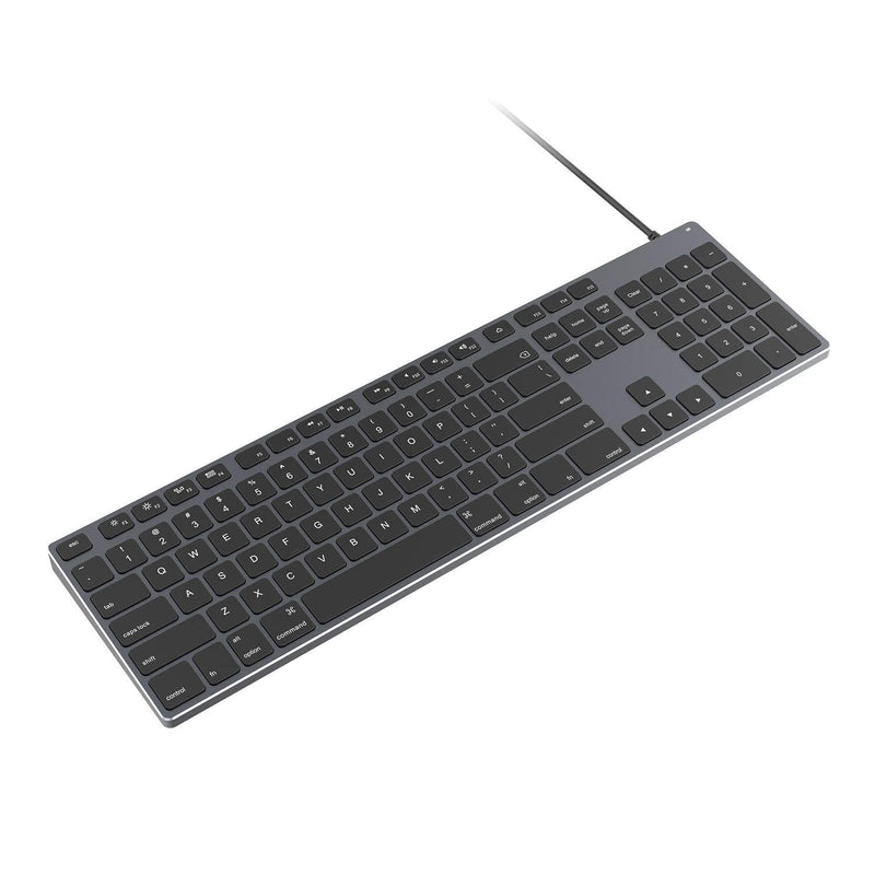  [AUSTRALIA] - Wired Mac Keyboard for Apple Computer, iMac, MacBook, MacBook Pro/Air, Aluminum Full Size USB Keyboard with Numeric Keypad – Black