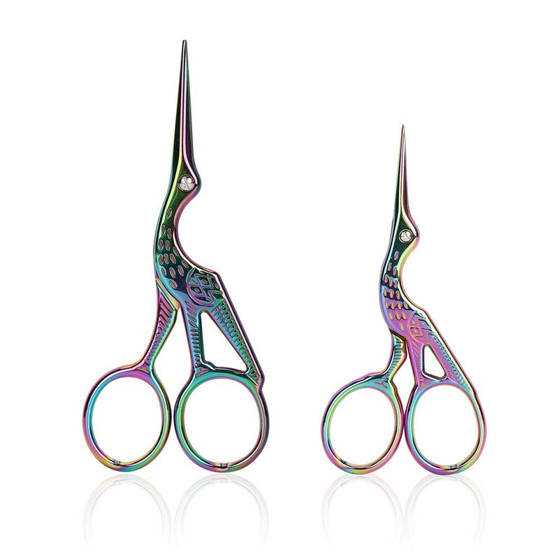  [AUSTRALIA] - Craft Scissors, Embroidery Sewing Scissors Shears, Sharp Art Craft Scissors, Household Scissors, Stainless Steel Stork Shape Small Scissors for Home, Office, School Students, DIY, 2PCS(Colorful)