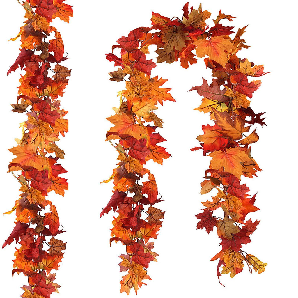  [AUSTRALIA] - CQURE 2 Pack Fall Leaf Garland, Hanging Vines Garland Artificial Fall Maple Leaves Garland Thanksgiving Decor for Home Wedding Fireplace Party… Late Autumn