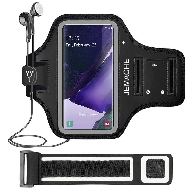  [AUSTRALIA] - Galaxy Note 20, 20 Ultra Armband, JEMACHE Gym Running Workouts Water Resistant Arm Band Case for Samsung Galaxy Note 20/20 Ultra with Key Holder (Black) Black