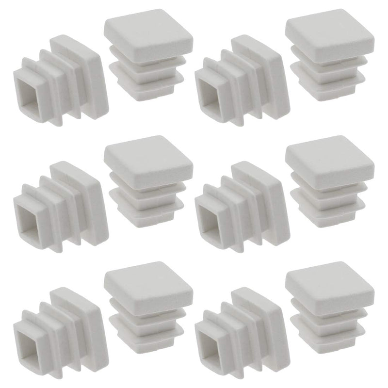  [AUSTRALIA] - Suiwotin 12Pack 13mm (1/2 Inch) Square White Plastic Plug, Square Tubing End Caps, Tubing Post End Cap for Square Tubing/White Plastic Square Plugs (White ) 13mm (1/2 Inch)