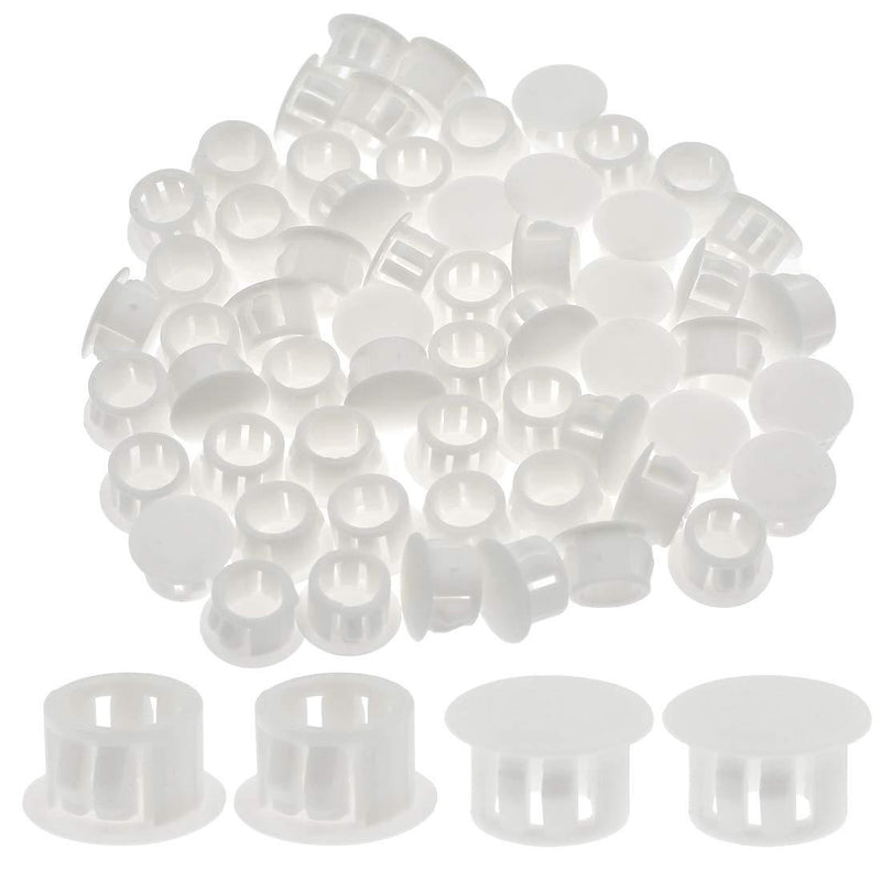 Suiwotin 60PCS 13mm (1/2") White Hole Plugs Plastic Flush Type Hole Plugs Snap in Locking Hole Tube, Furniture Fencing Post Pipe Insert End Caps (White) 13mm (1/2") - LeoForward Australia