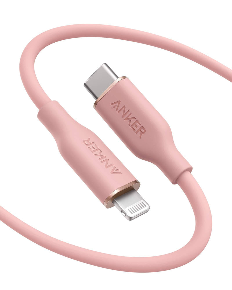 Anker Powerline III Flow, USB C to Lightning Cable for iPhone 13 13 Pro 12 11 X XS XR 8 Plus [MFi Certified, 6ft, Coral Pink] Supports Power Delivery, Silicone Cable (Charger Not Included) - LeoForward Australia