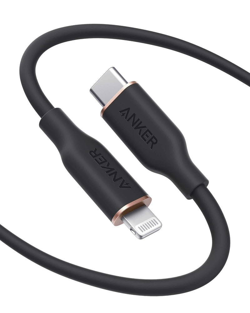 Anker Powerline III Flow, USB C to Lightning Cable for iPhone 13 13 Pro 12 11 X XS XR 8 Plus [MFi Certified, 6ft, Midnight Black] Supports Power Delivery, Silicone Cable (Charger Not Included) - LeoForward Australia