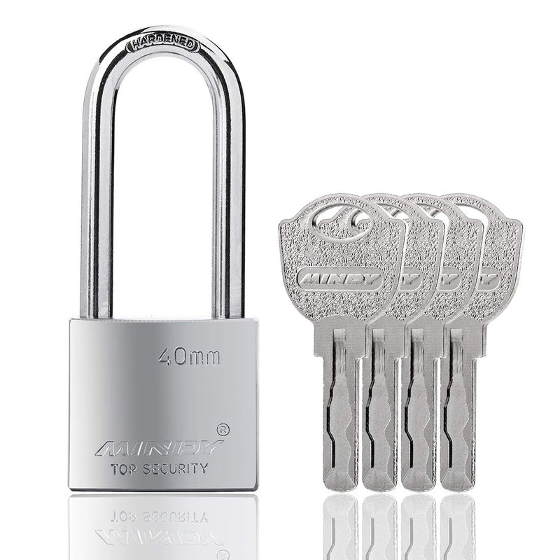  [AUSTRALIA] - 40mm Long Shackle Padlocks for Outdoor Use All Weather Resistant, Alloy Steel Heavy Duty Lock with 4 Keys 1.6in (40mm)