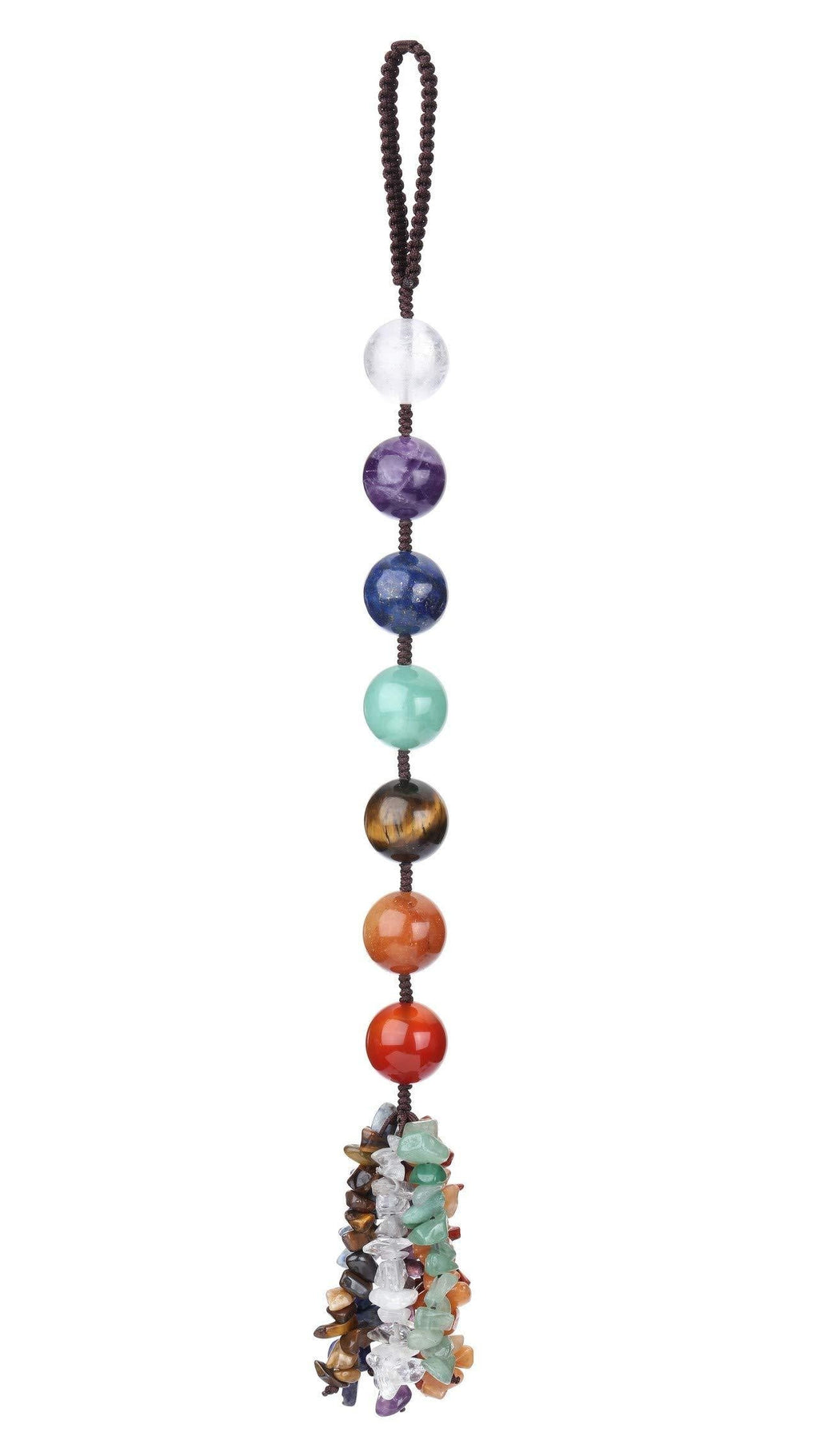  [AUSTRALIA] - VadiForest 7 Chakra Stones Reiki Healing Crystals Hanging Ornament Bead Ball Natural Gemstones Tassels Home Car Decoration Wall Hanger Indoor Decor for Good Luck Yoga Spiritual Meditation Multicolor - 7 Chakra Bead