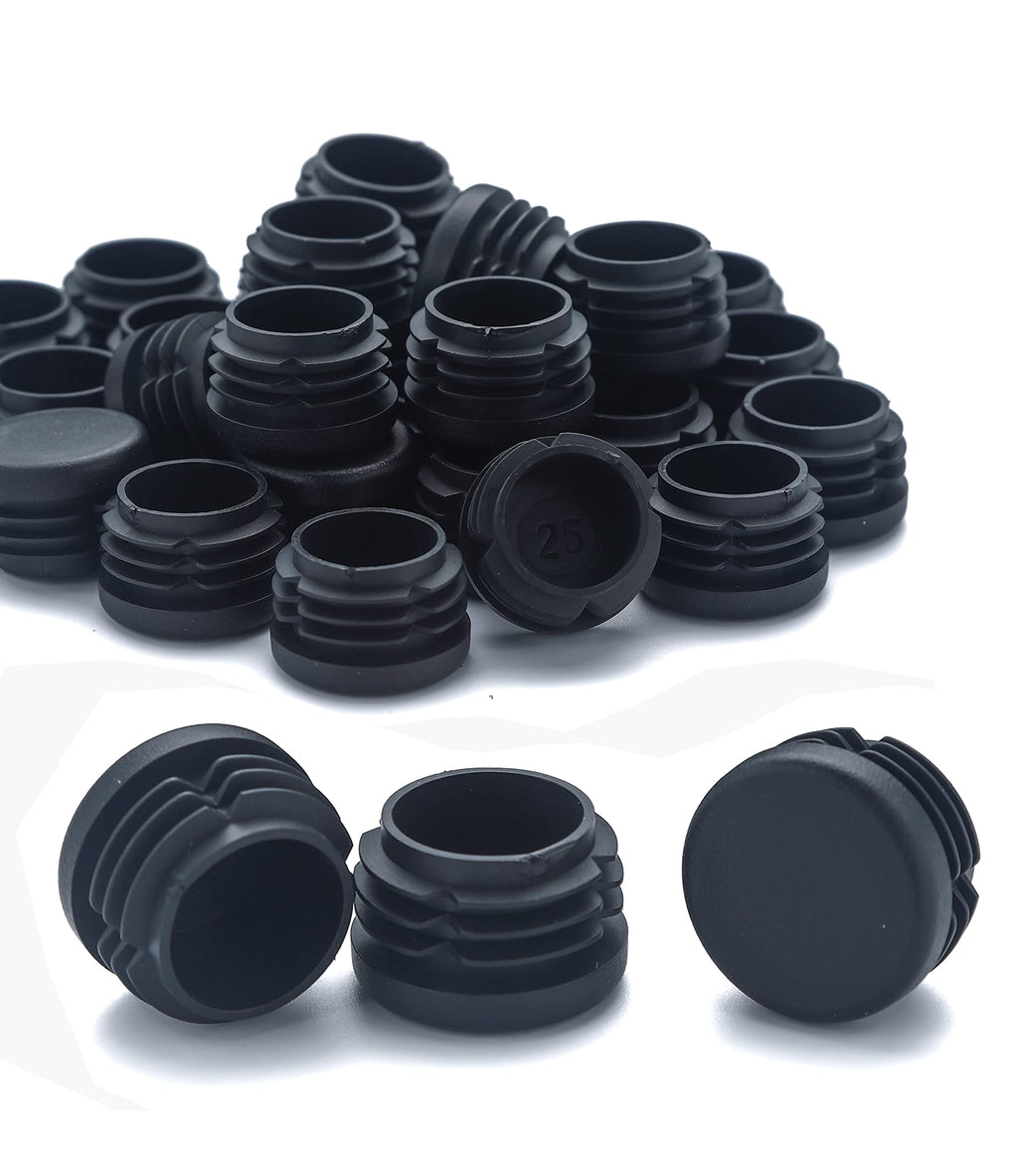  [AUSTRALIA] - Furnigear Plastic Plugs Tubing End Caps Chair End Caps 1 1/4” Outside Bottom Round Tubing Caps Round Furniture Sliders Glides Black(24pack) 1 1/4"-24pack