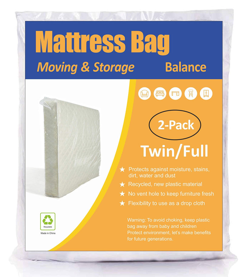 [AUSTRALIA] - ComfortHome 2 Pack Mattress Bag for Moving and Storage, Fits Twin/Full Size Mattress, Waterproof and Dustproof