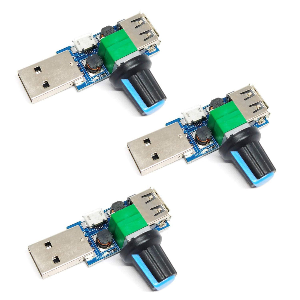 USB Fan Speed Controller, DC 5V Stepless Mini USB Fan Governor DC 4-12V to 2.5-8V 5W Regulator Speed Control Knob with Switch(3PCS) - LeoForward Australia