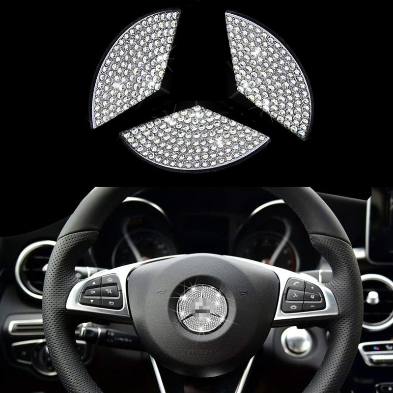 AEEIX Bling Steering Wheel Logo Caps Compatible with Mercedes Benz, DIY Diamond Crystal Emblem Accessories Interior Decorations for Women, Fit for Benz C E S CLA GLA GLK Class(45mm) Compatible with Mercedes Benz 45mm - LeoForward Australia