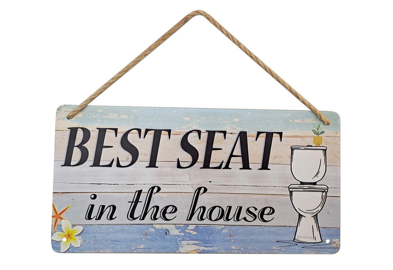  [AUSTRALIA] - Vincenicy Funny Bathroom Hanging Wall Decor Sign 12"x6" - Best Seat in The House- Farmhouse Rustic Wall Art Decor for Kids Guest Bathroom Wood Sign Wood Plaque 12"x6" (30cm X 20cm)