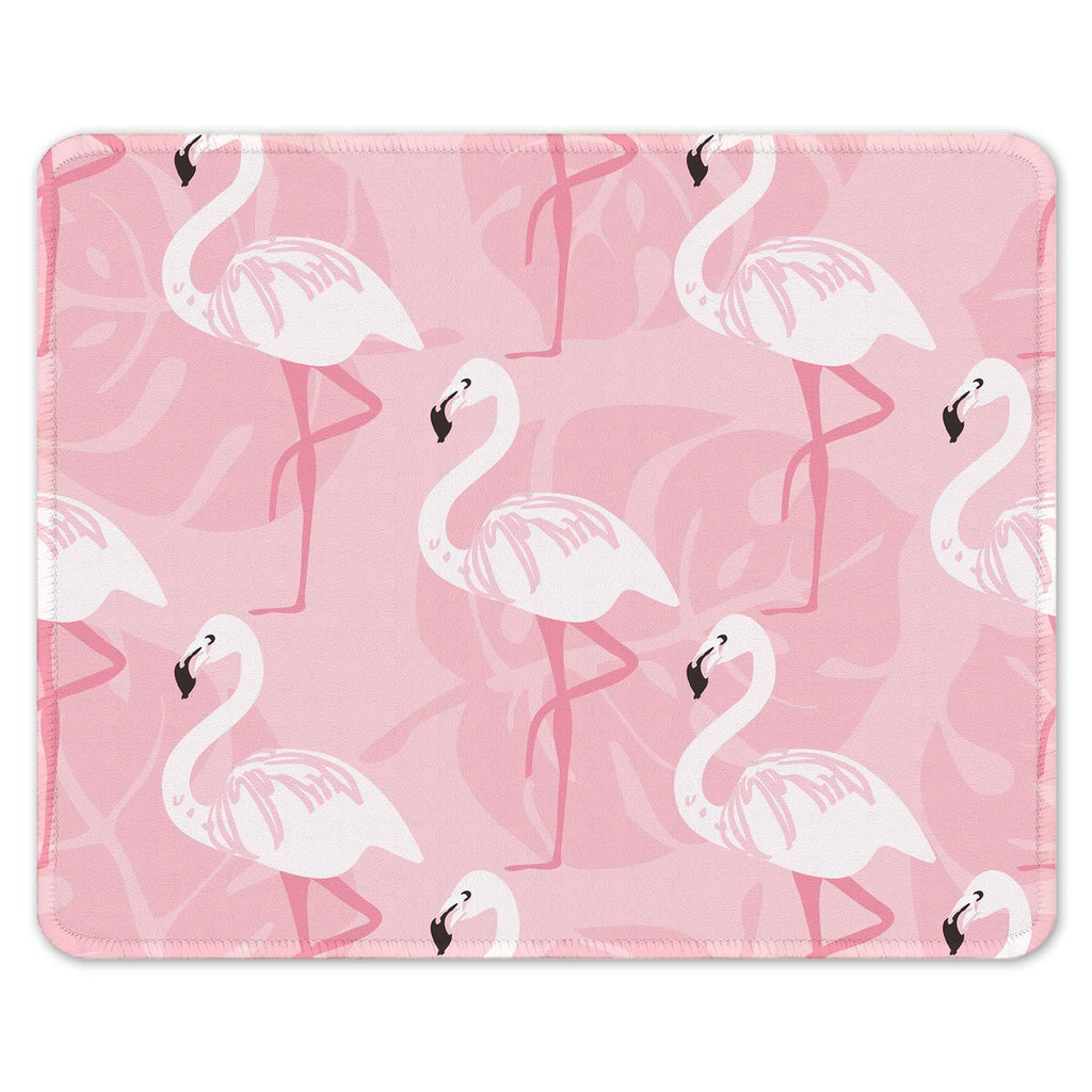  [AUSTRALIA] - Auhoahsil Mouse Pad, Square Flamingo Theme Anti-Slip Rubber Mousepad with Stitched Edges for Office Gaming Laptop Computer Women Girls, Cute Custom Pattern, 11.8" x 9.8", Elegant White Flamingos Pink White Flamingo