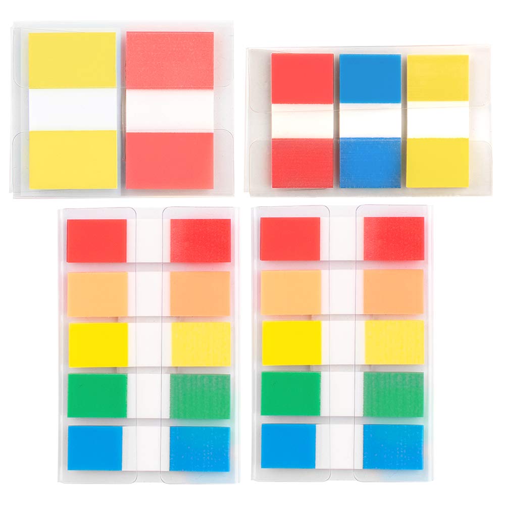 [AUSTRALIA] - Leven Combo Pack Colored Index Tabs, 3 Sizes, 4 On-The-Go Dispensers, 300 Flags Total, Assorted Color Fluorescent Flags, Sticky Notes for Page Markers Assorted Colors