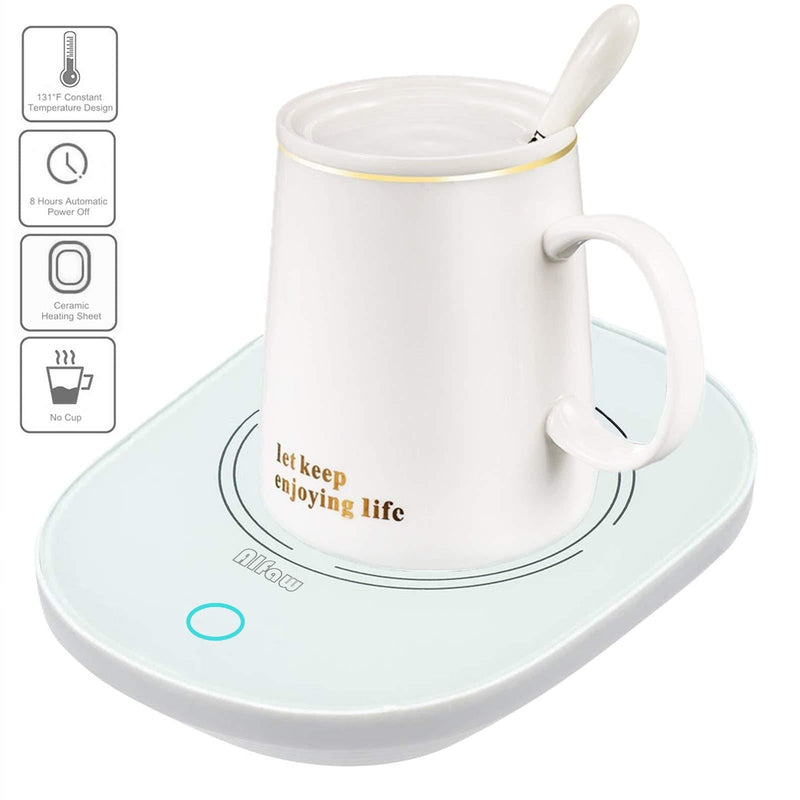  [AUSTRALIA] - Coffee Mug Warmer, Smart Beverage Warmer with Touch Screen Switch, Electric Mug Warmer for Office Home Use, Cup Warmer Plate for Coffee, Milk, Tea, Water White