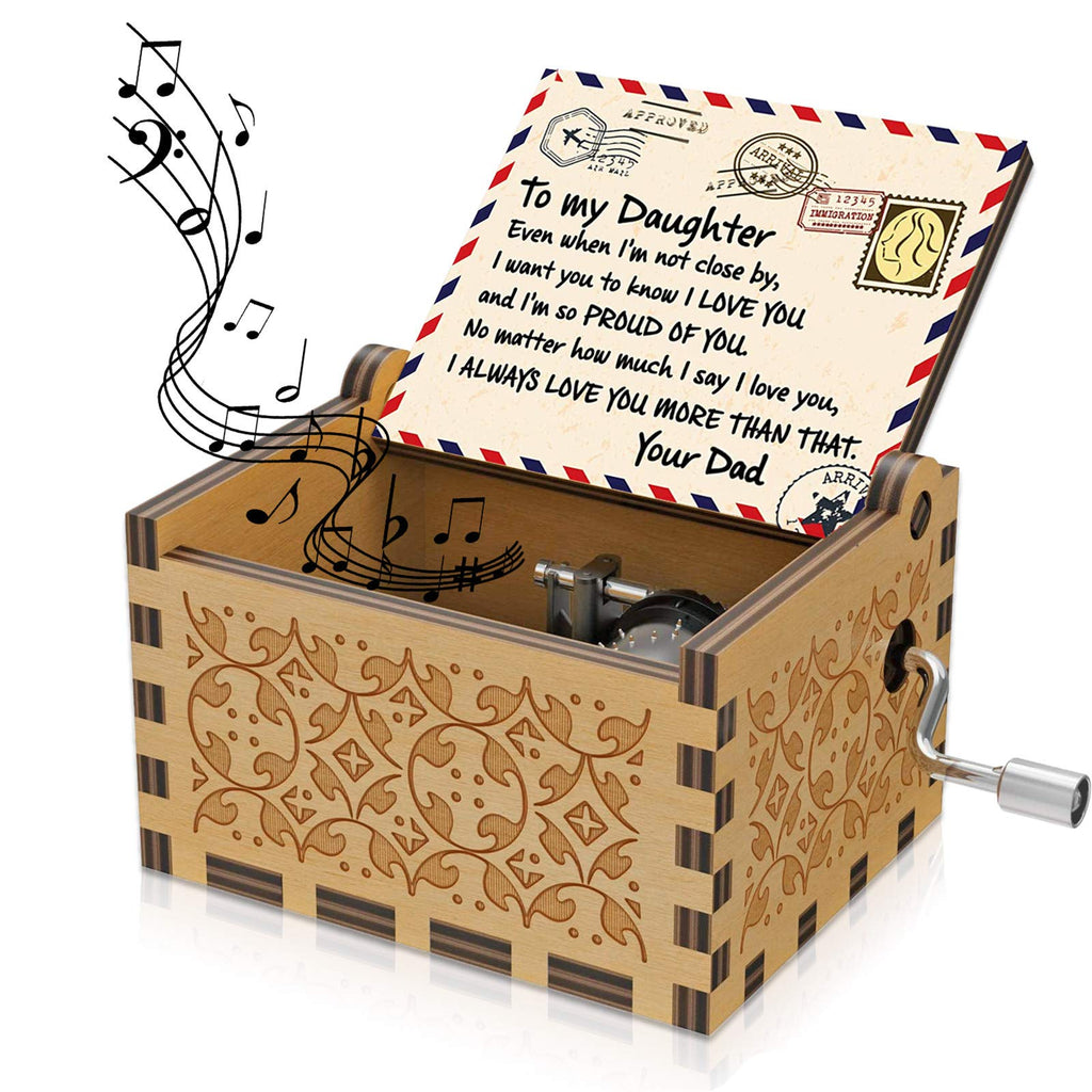  [AUSTRALIA] - Envelope Dad to Daughter Music Box U R My Sunshine Wood Personalizable Engraved Hand Crank Musical Boxes Gifts on Birthday Christmas Thanksgiving Days Easter Dad to Daughter 4