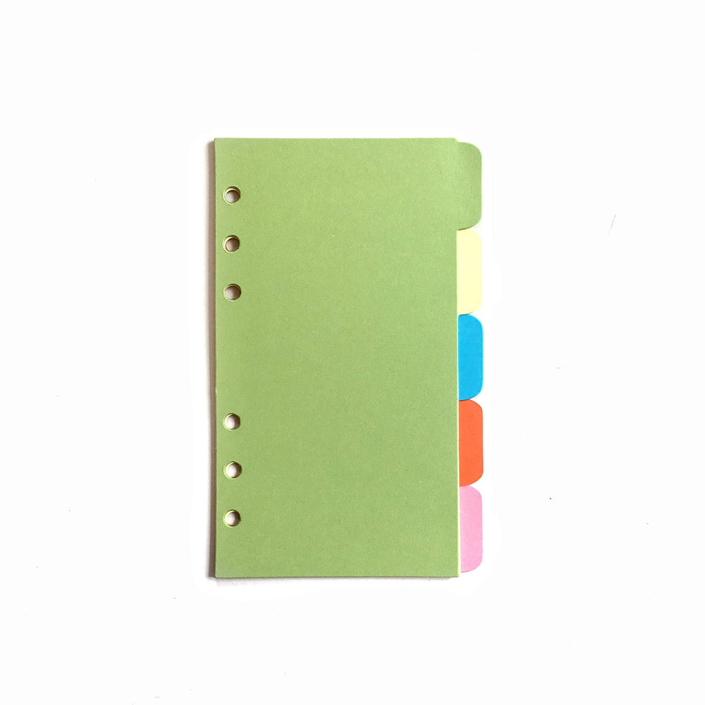  [AUSTRALIA] - Binder Index PP & Paper Dividers for 8.5 inch/6 inch A5/A6 6-Holes Cover Ring Binder (Divider Horizontal Colored Paper, A6/17cm*10cm/6 Inch) Divider Horizontal Colored Paper