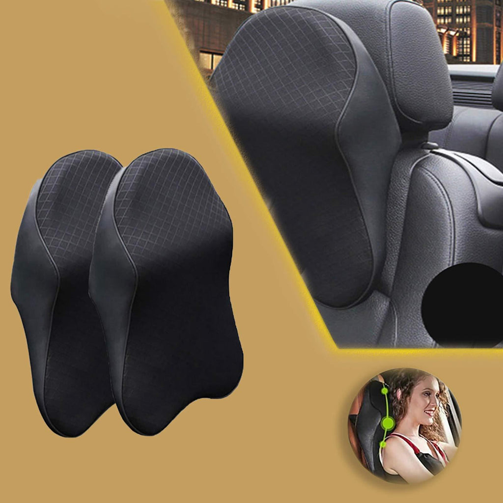  [AUSTRALIA] - N/G Car Seat Headrest Neck Rest Cushion Durable Pure Memory Foam Neck Pillow Comfortable Ergonomic Breathable Removable Seat Headrest Pad (2Black,S) 2black Small