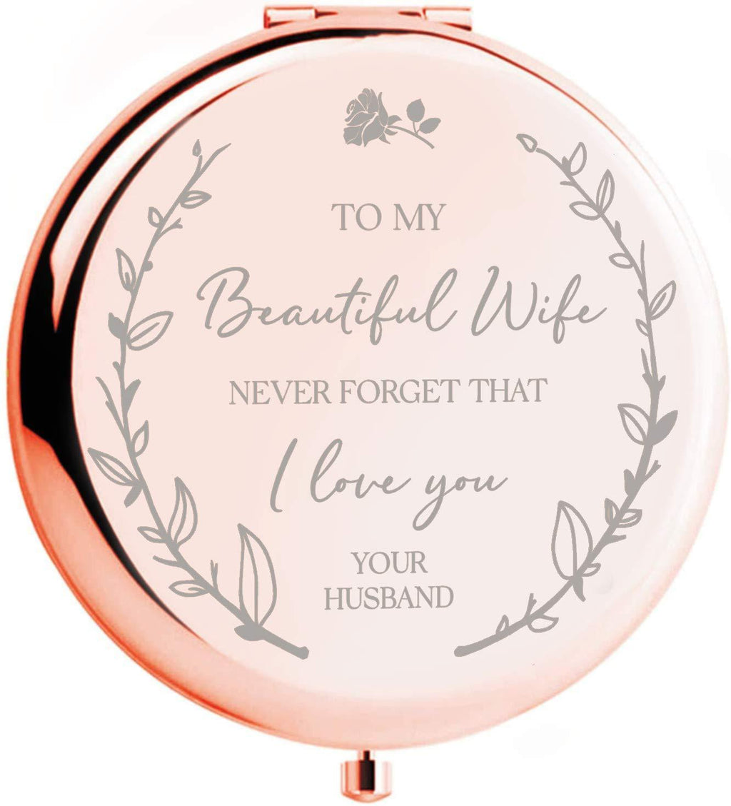  [AUSTRALIA] - Anniversary for Her -"To my Beautiful Wife" Compact Mirror I Wedding Anniversary Gif ts for Her I Wedding Anniversary for Wife I Christmas/Birthday for Wife I Romantic for Her
