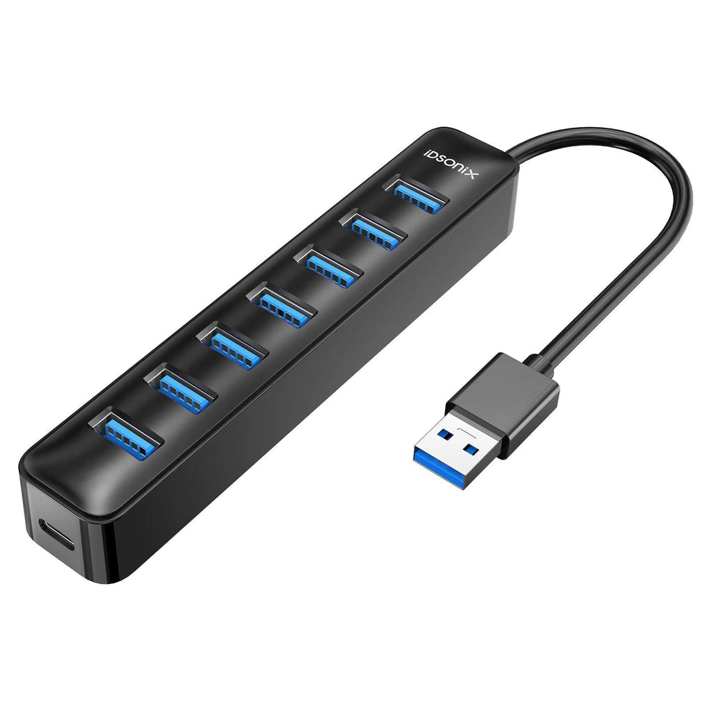 iDsonix USB 3.0 Hub, 7-Port 5V / 3A Powered USB Hub, 5Gbps HighSpeed Data Transmission USB Splitter for Laptop, iMac, Surface Pro, XPS, USB Flash Drives, Mobile HDD, Printer, Camera, and More -Black BLACK - LeoForward Australia