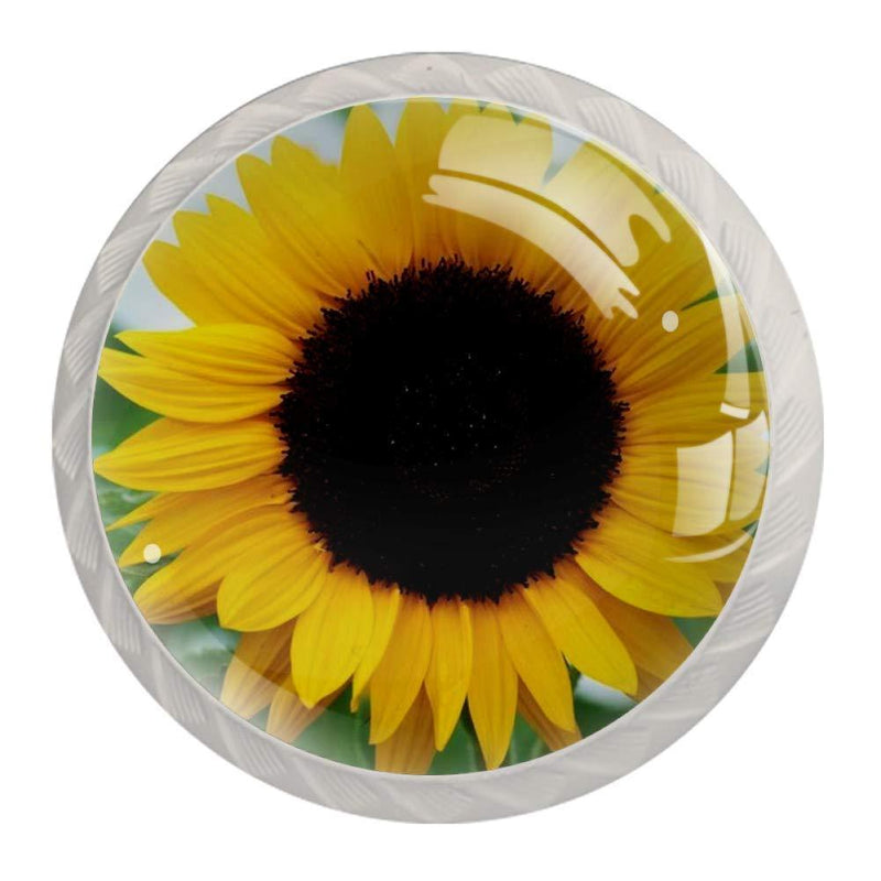  [AUSTRALIA] - Lenergy Drawer Knobs Sunflower Dresser Knobs Crystal Glass Cabinet Knobs Designed Pull Handles 4pcs for Kids Bedroom 1.38×1.10IN… Color010