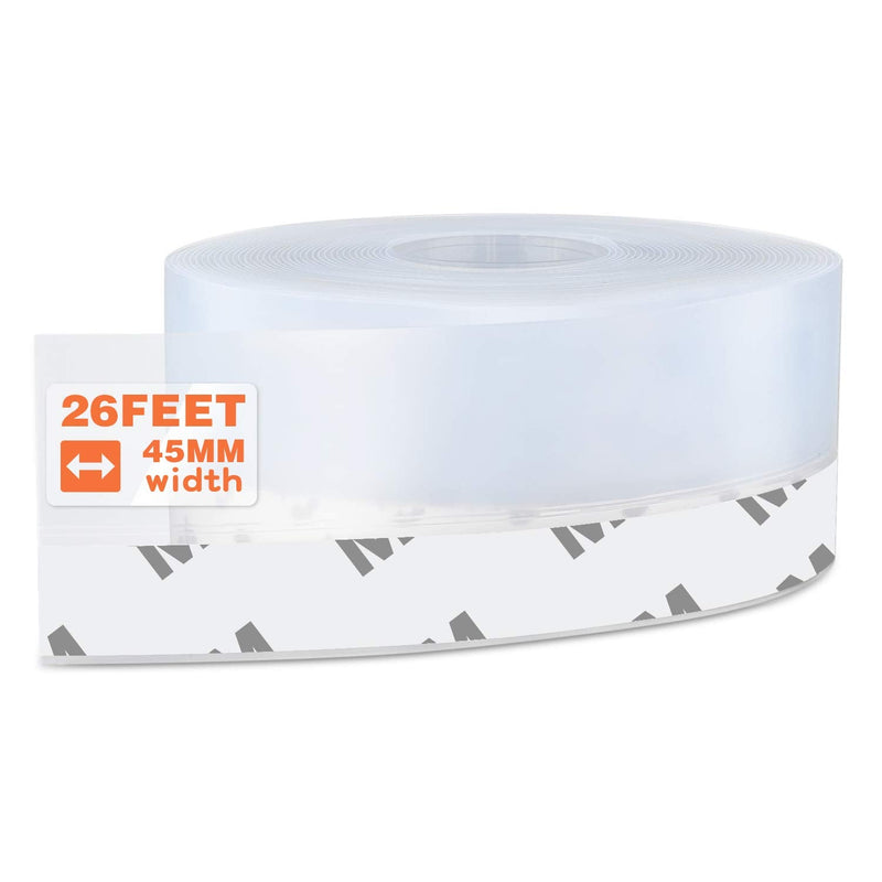  [AUSTRALIA] - 26 Feet Silicone Seal Strip,Door Weather Stripping Door Seal Strip Window Seal Silicone Sealing Tape for Door Draft Stopper Adhesive Tape for Doors Windows and Shower Glass Gaps (Transparent, 45MM) TRANSPARENT