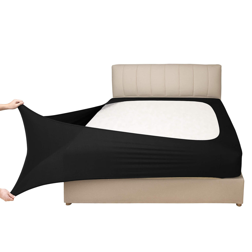  [AUSTRALIA] - Mrs Awesome Stretch Jersey Box Spring Cover Wrap Around, Bed Skirt Alternative, Ultra Soft & Wrinkle Resistant, King/Cal King, Black