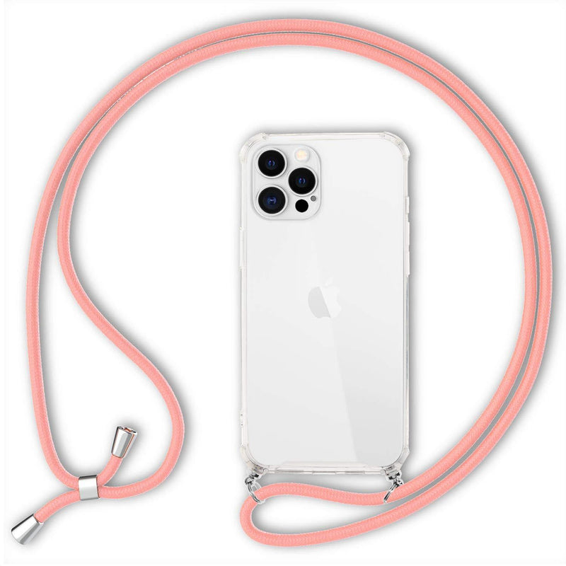 NALIA Necklace Cover with Band Compatible with iPhone 12 Pro Max Case, Transparent Protective Hardcase & Adjustable Holder Strap, Easy to Carry Crossbody Phone Bumper Slim Skin, Color:Pink Pink - LeoForward Australia