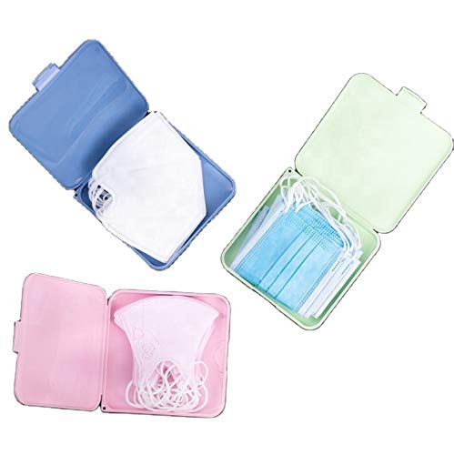  [AUSTRALIA] - Plastic Storage Case Organizer Reusable Keeper Folder (3PCS) Blue/Green/Pink Portable Mouth Cover Storage Bag and Face Coverings Organizer for Recyclable Dust Face Cover Storage Box
