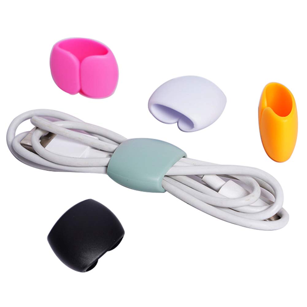  [AUSTRALIA] - 4Pcs Reusable Silicone Cord Organizer, Headphone Earphone Cable Organizer Cord Management Wrap Winder Headphone Cable Winder, Phone Charger Wire Clips for Business Travel