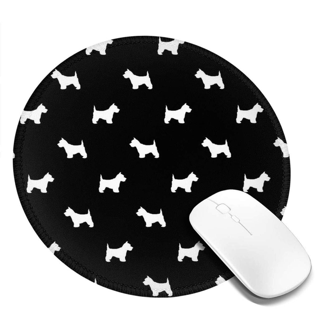 West Highland Terrier Dog Mouse Pad Black for Computer Laptop Funny Round Gaming Mousepad Office Desk Accessories - LeoForward Australia