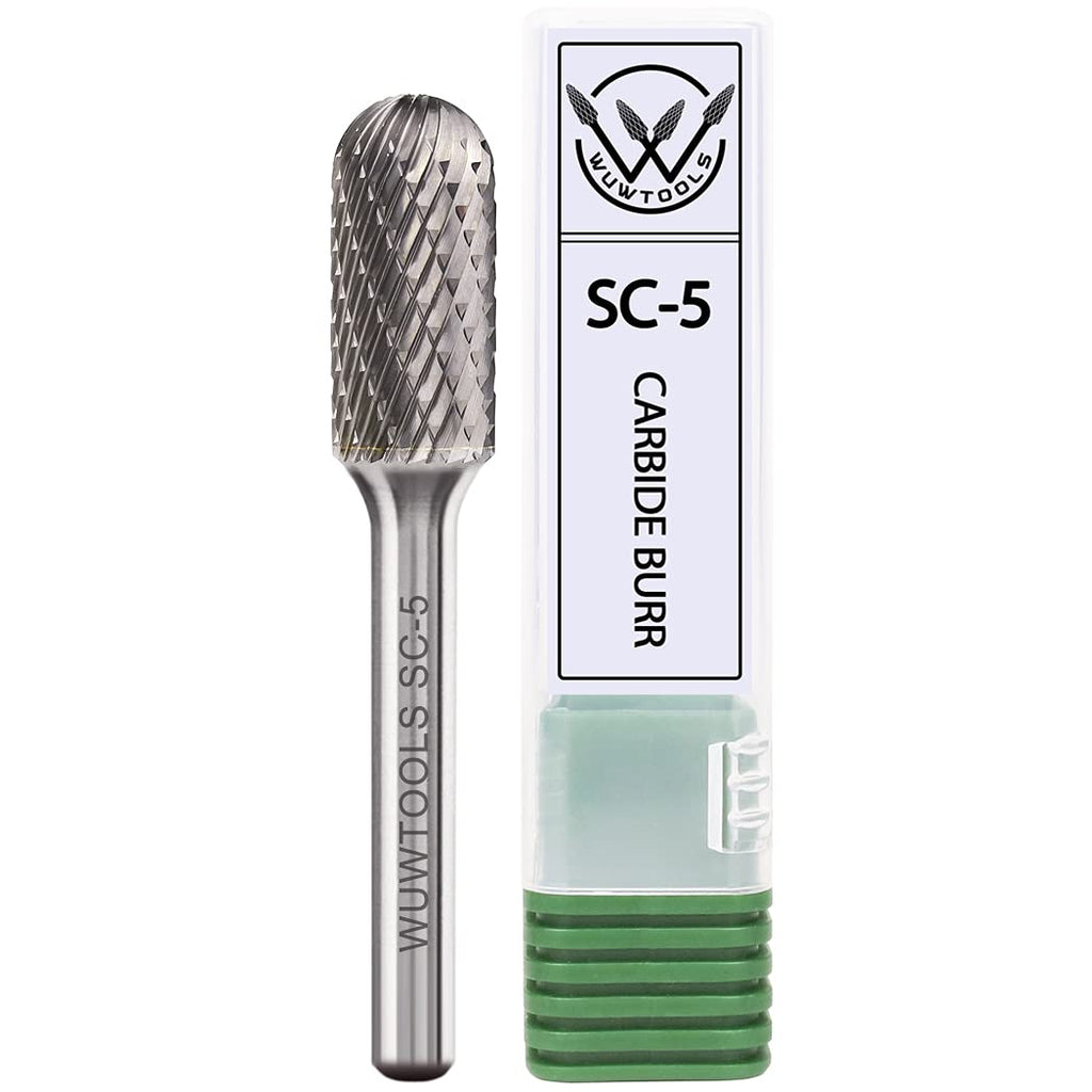  [AUSTRALIA] - WUWTOOLS Carbide Cutting Burrs 1/4" Shank Tungsten SC-5 Double Cut Rotary File Die Grinder Bit Accessories for Wood Carving Metal Glass Grinding Engraving Polishing Cutting Shaping and Drilling SC-5-1PC