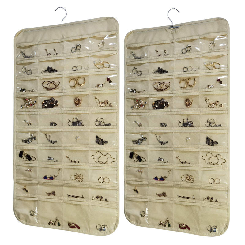  [AUSTRALIA] - 2 Pack Jewelry Organizer Hanging Accessories Storage with 80 Pockets Closet Organizers for Holding Jewelries, Socks, Bra, Underwear, Underpants