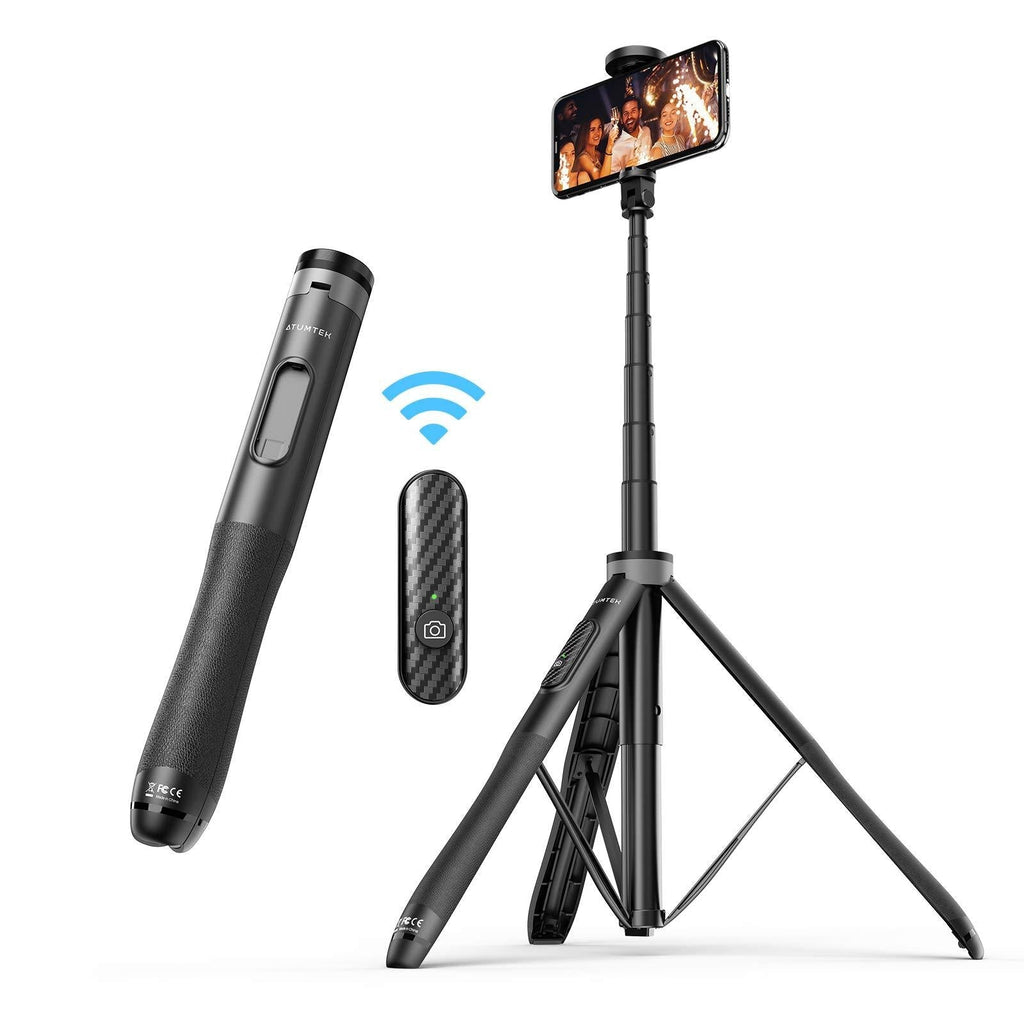  [AUSTRALIA] - ATUMTEK 51" Selfie Stick Tripod, All in One Extendable Phone Tripod Stand with Bluetooth Remote 360° Rotation for iPhone and Android Phone Selfies, Video Recording, Vlogging, Live Streaming - Black 51"