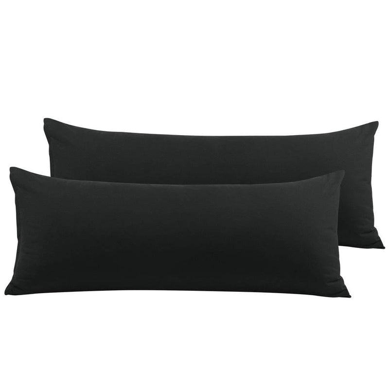  [AUSTRALIA] - PiccoCasa 2 Packs Body Pillow Cover, Soft 100% Brushed Microfiber Black Body Pillow Pillowcase, 20"x48" Body Pillow Cases with Zipper Closure for Long Pillows Body(20"x48")
