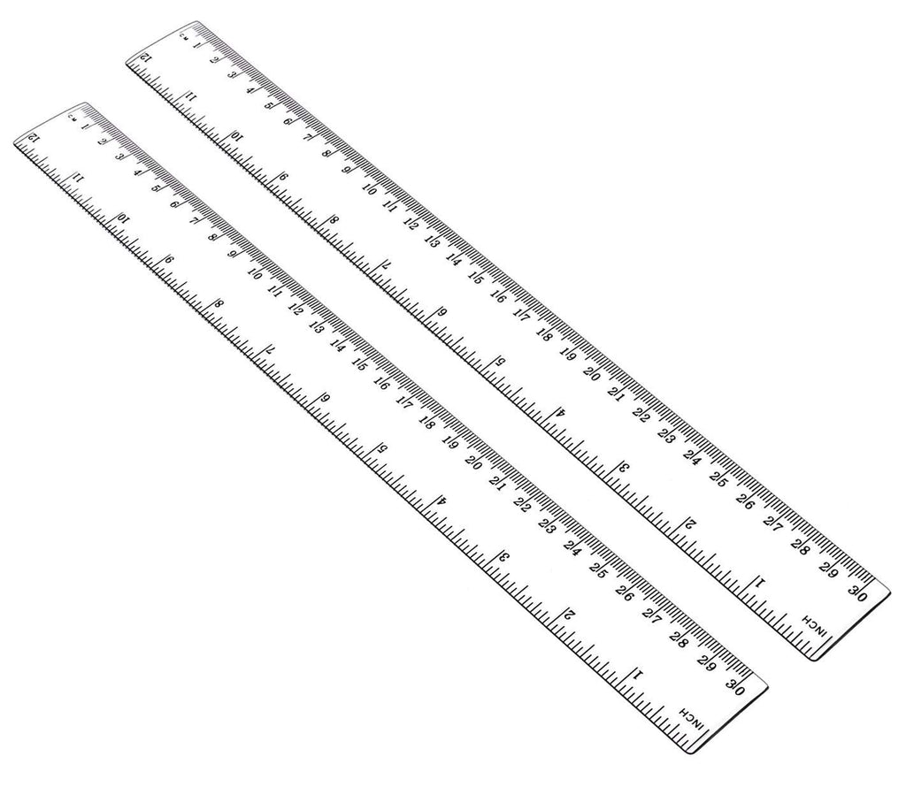  [AUSTRALIA] - ALLINONE Plastic Ruler Flexible Ruler with Inches and Metric Measuring Tool 12 Inch (2 Pieces), Clear, Plastic Ruler 12, 2x12"