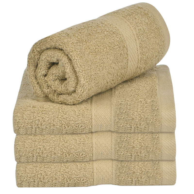  [AUSTRALIA] - Talvania Hand Towels - 100% Cotton Bathroom Towel Set Hotel Spa Quality 600GSM - Super Soft Absorbent - Use for Home Bath Hand Face - 16” X 28” - Set of 4 (Beige) Beige