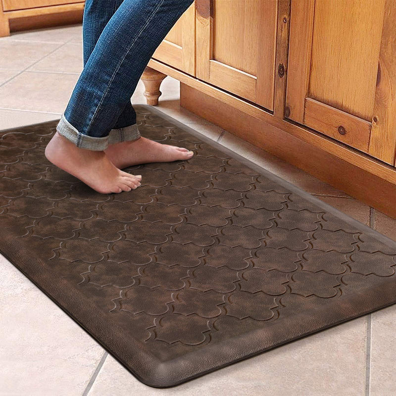  [AUSTRALIA] - WiseLife Kitchen Mat Cushioned Anti Fatigue Floor Mat,17.3"x28",Thick Non Slip Waterproof Kitchen Rugs and Mats,Heavy Duty PVC Foam Standing Mat for Kitchen,Floor,Home,Office,Desk,Sink,Laundry,Brown Brown-17.3"x28"
