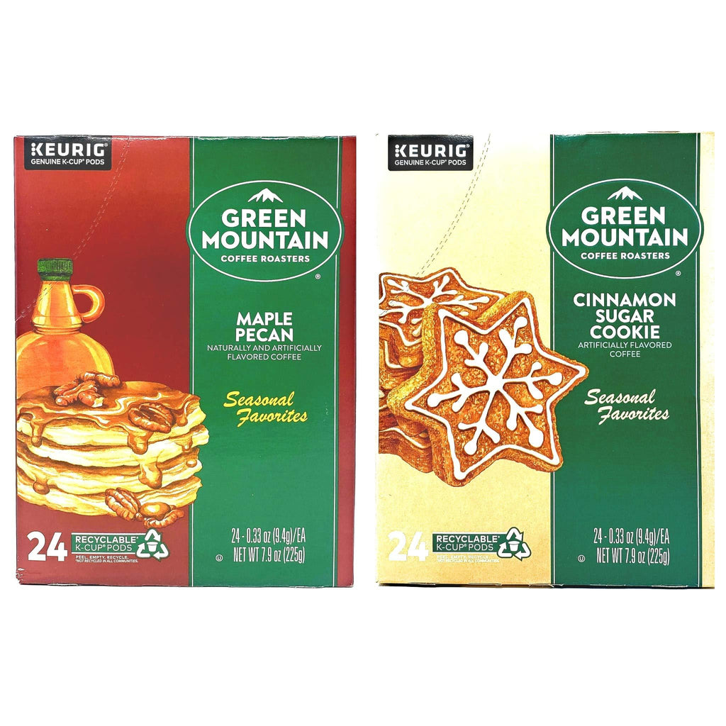  [AUSTRALIA] - Green Mountain K Cups Seasonal Variety Pack of 2 Flavors - Cinnamon Sugar Cookie and Maple Pecan - Pack of 48 K Cups - 24 K Cups Per Flavor - For Use of Keurig Coffee Makers