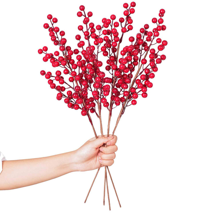  [AUSTRALIA] - Lvydec 4 Pack Artificial Red Berry Stems - 20 Inch Christmas Holly Berry Branches for Holiday Home Decor and Crafts Style-2