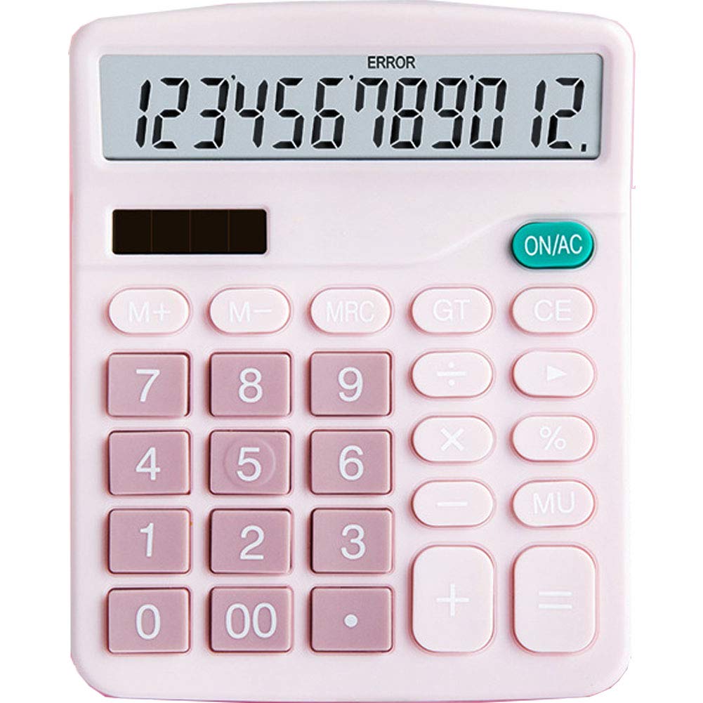  [AUSTRALIA] - YOUHO Calculator, 12-bit Solar Battery Dual Power Standard Function Electronic Calculator with Large LCD Display Office Calculator Black(ONE Battery) (KK-837B, 1PACK，Pink) 1PACK Pink