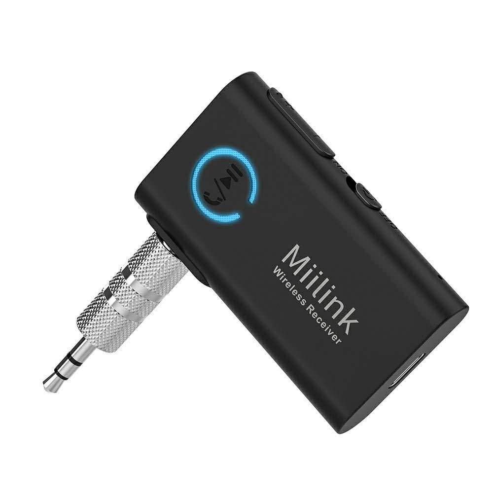  [AUSTRALIA] - [Upgraded] 1Mii MiiLink Aux Bluetooth 5.0 Receiver for Car Music/Wired Speakers/Headphones/Home Streaming Stereo System, AUX Bluetooth Adapter, Safe Handsfree Calls Car Kit