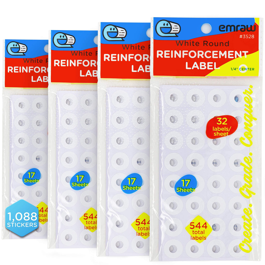 White Round Hole Reinforcement Labels, Strengthen and Repair Punched Holes, Stickers Self Adhesive Labels, for School Home and Office - by Emraw (Pack of 1088 Labels) 2 - LeoForward Australia